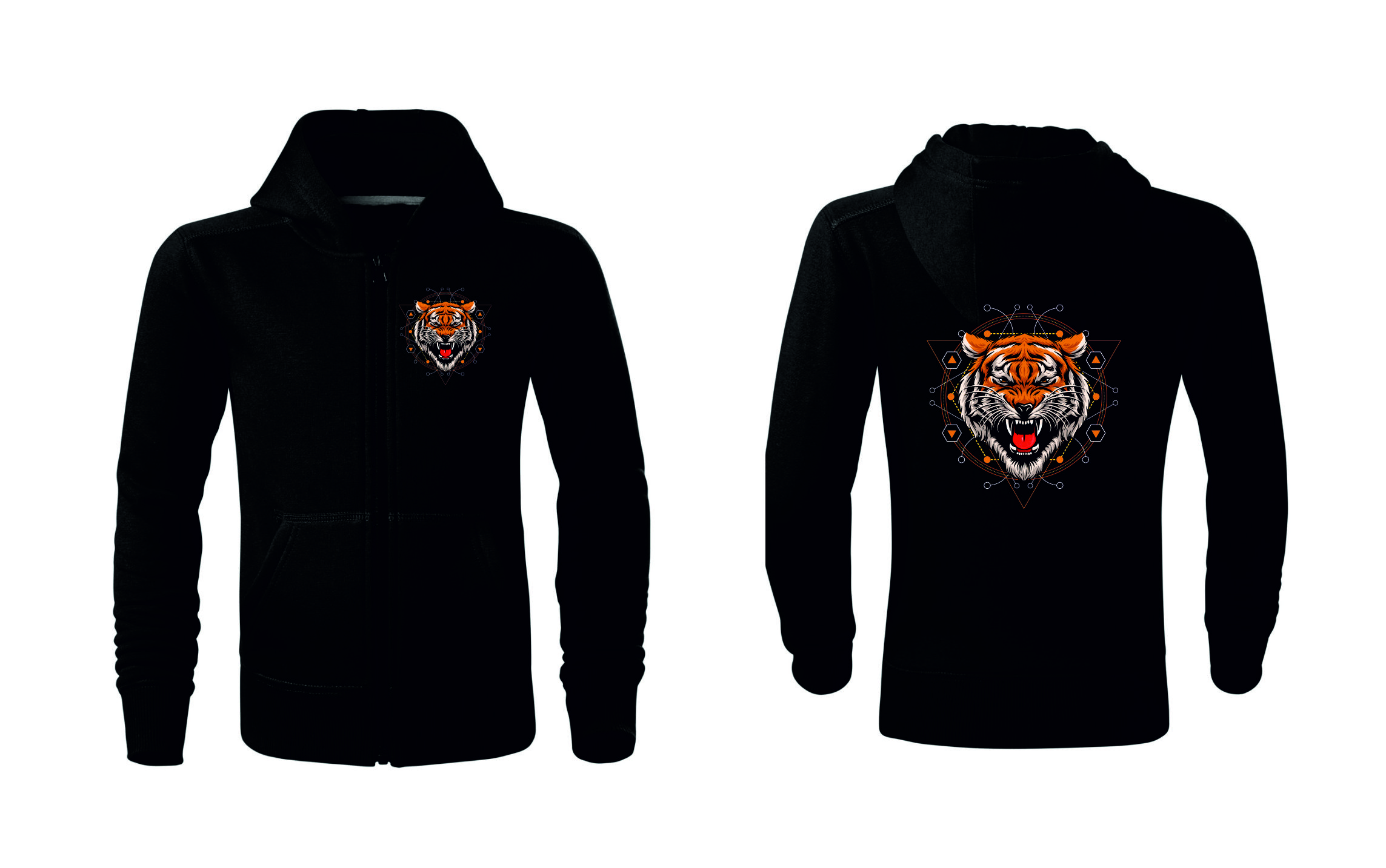 Geometrik Tiger mikina na zips